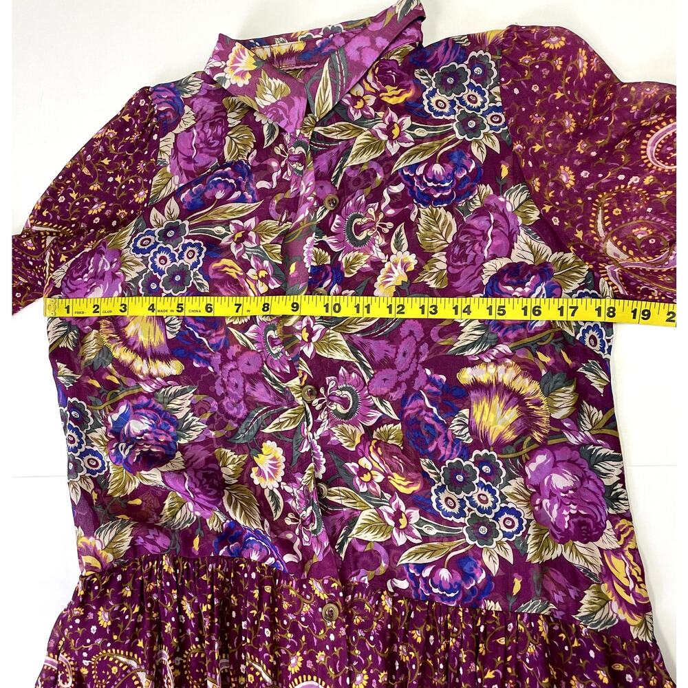 Anthropologie Nikole Maxi Shirtdress XS Paisley Floral Boho - Picture 14 of 16